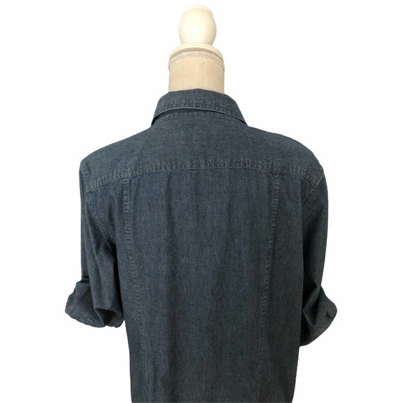 Croft & Barrow Woman XL Chambray Blue Button Down 2 Pockets Front 3/4 Sleeve - Picture 6 of 8